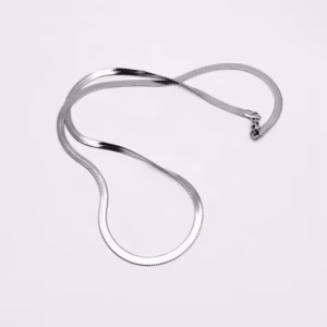 Flat Stainless Steel Snake Chain Necklace - Silver