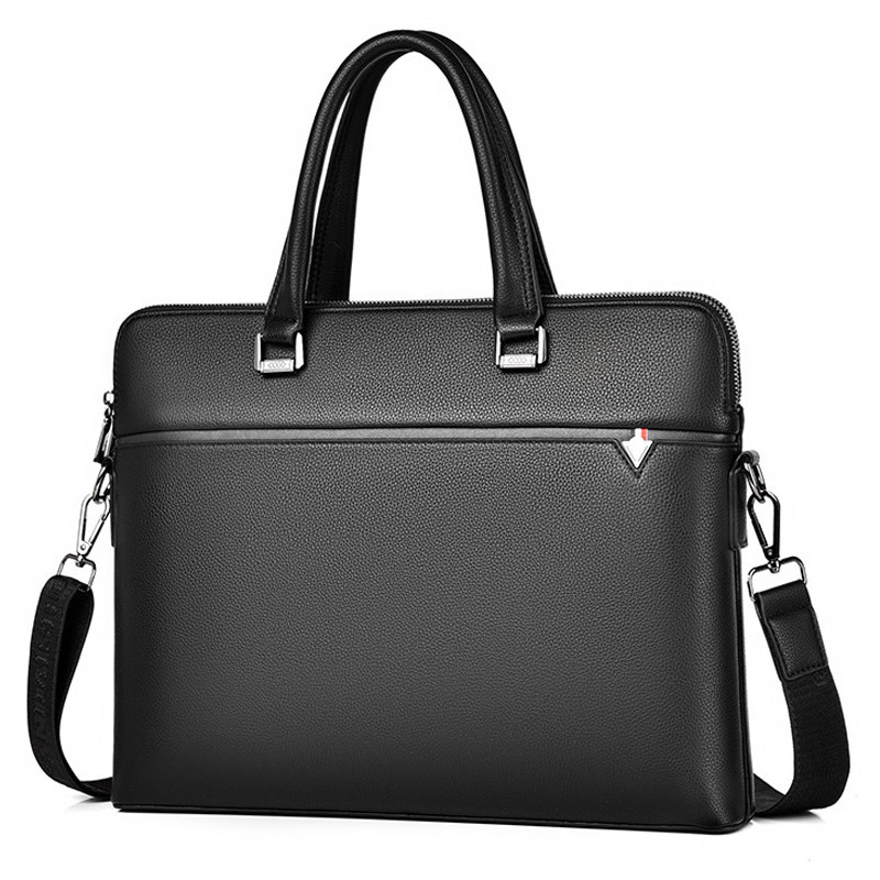 Double Zipper Leather Workbag