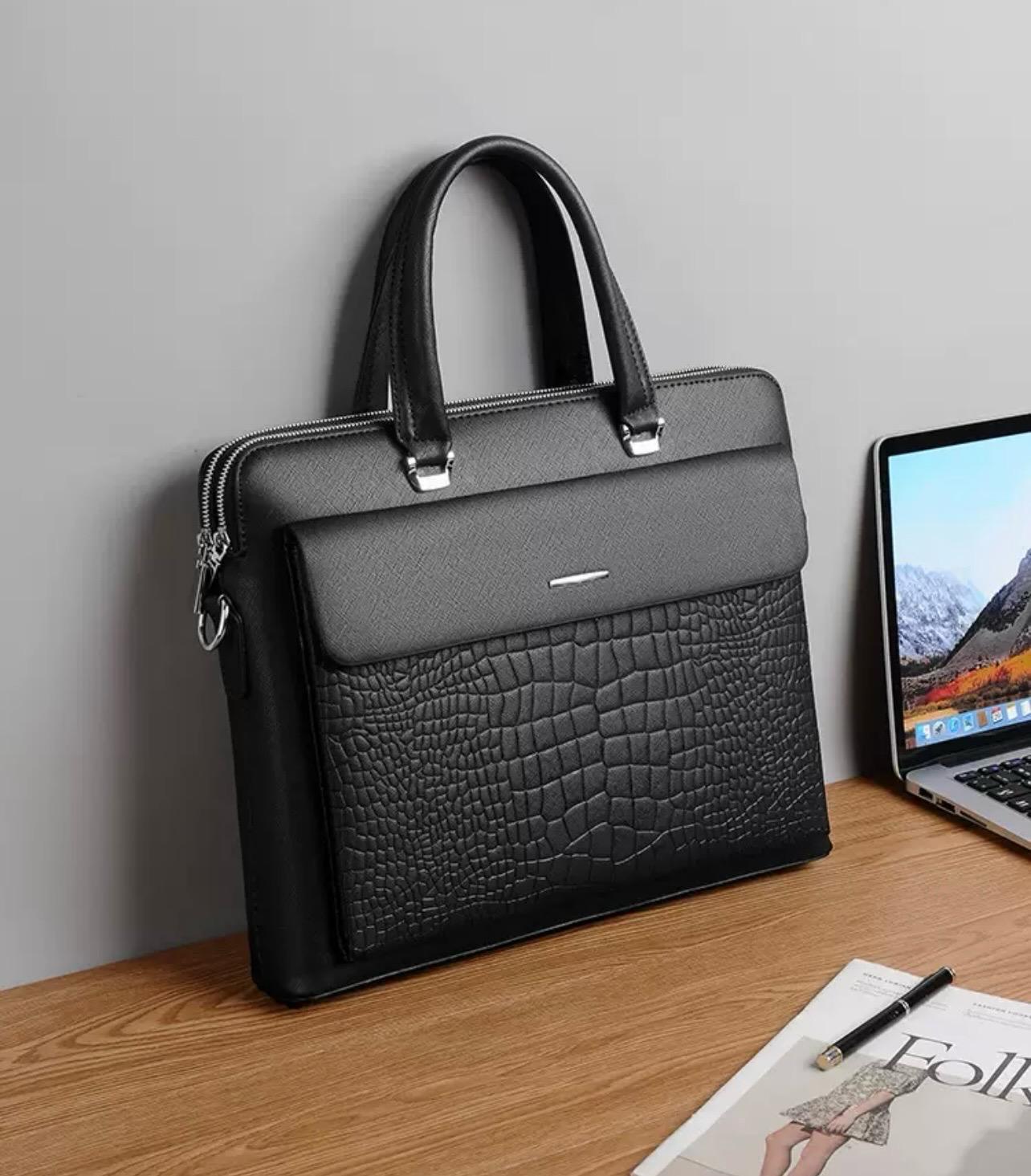 Double Zipper Leather Bag with Front Flap Compartment