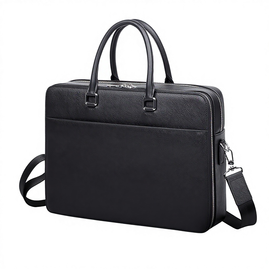 Double Zipper Genuine Saffiano Leather Box Bag