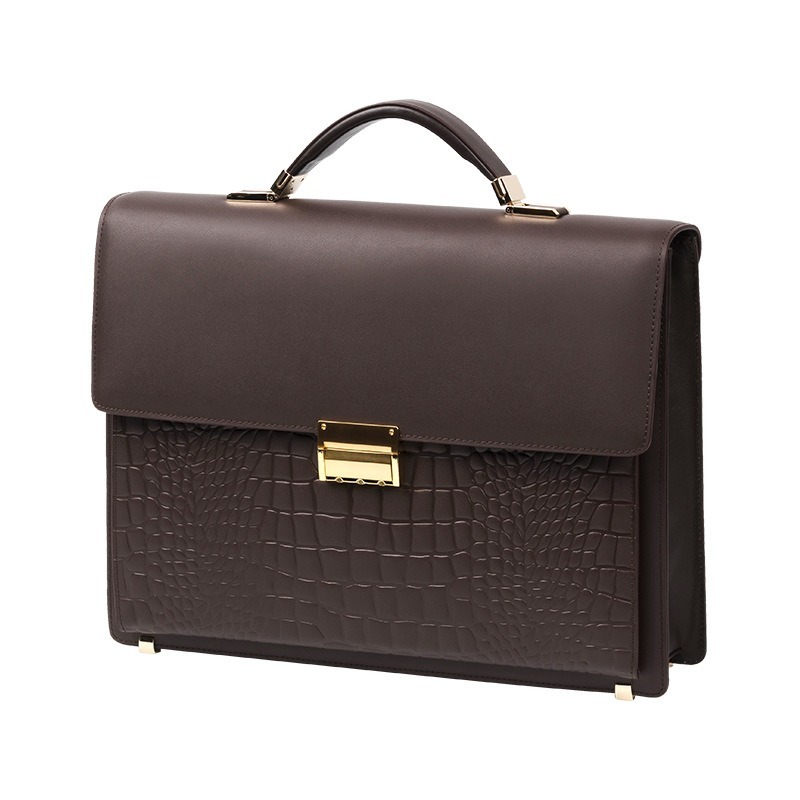 Genuine Croc Leather Briefcase with Digital Password Lock