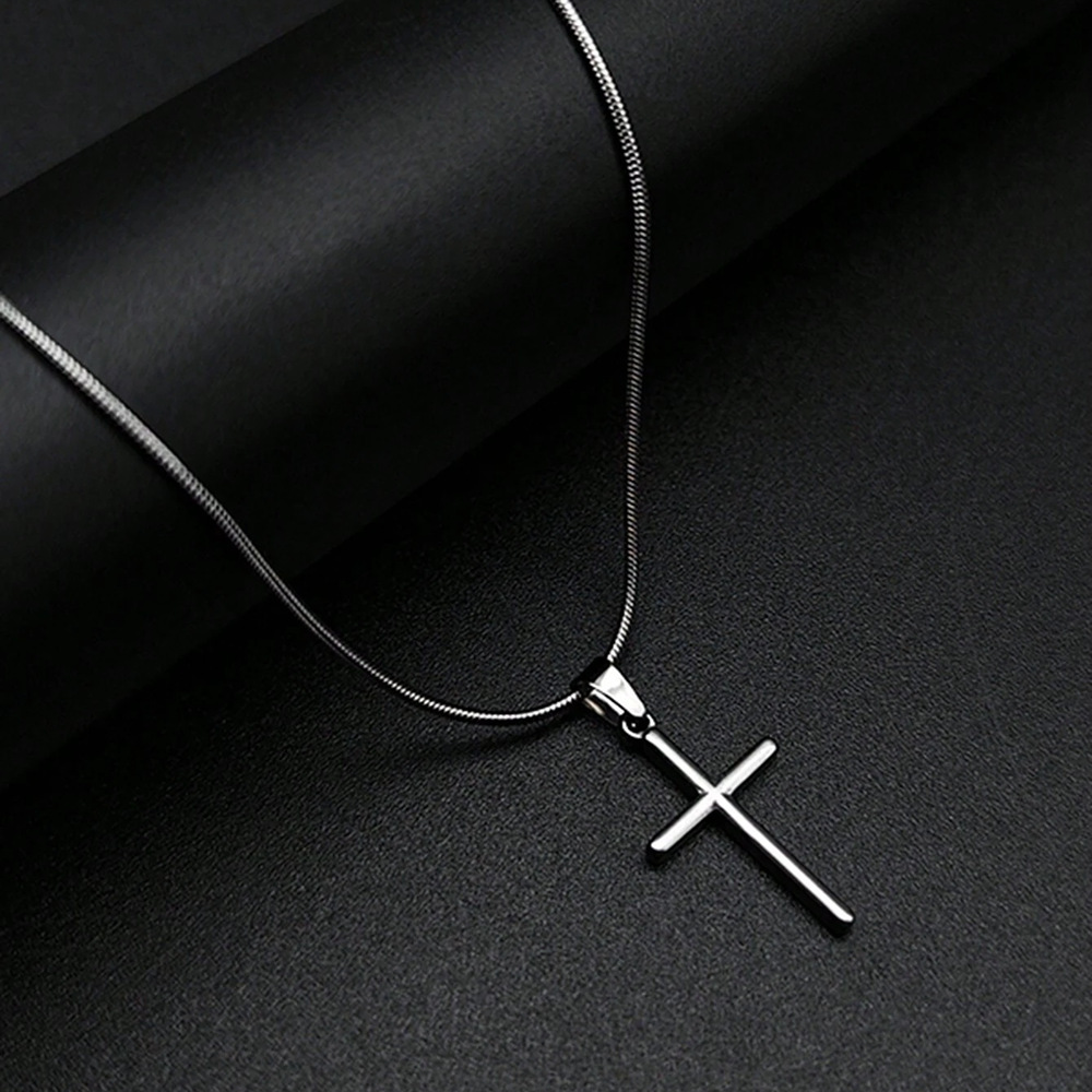 Minimalist Steel Cross Pendant Neck Chain