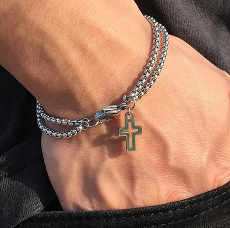 Stainless Steel Dangling Cross Hand Chain