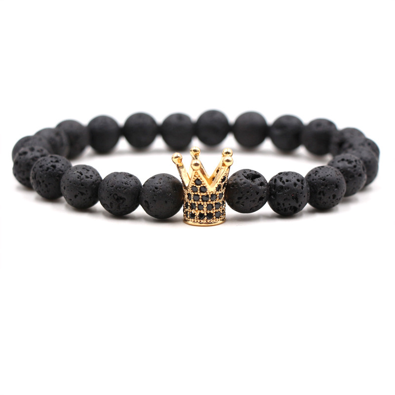 Round Coral Crown Bead Bracelet