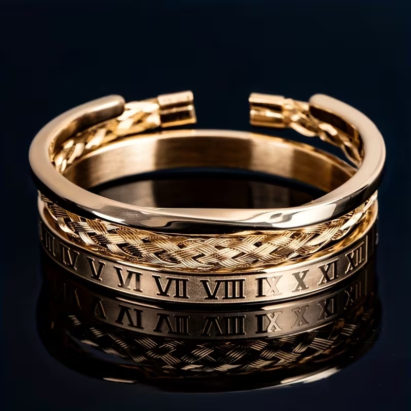 3 Piece Gold Cuff Bracelet Set